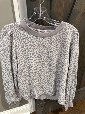 LAmade Grey Leopard Print Pullover Sweater